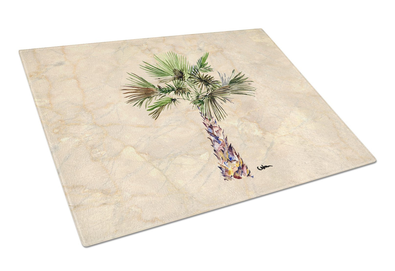 Palm Tree Glass Cutting Board Large by Caroline's Treasures