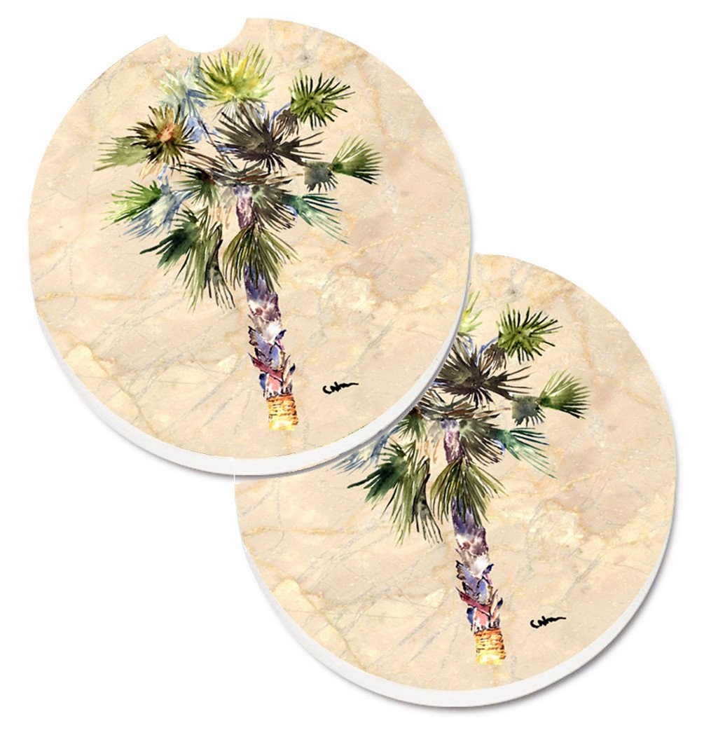 Palm Tree Set of 2 Cup Holder Car Coasters 8481CARC by Caroline&#39;s Treasures