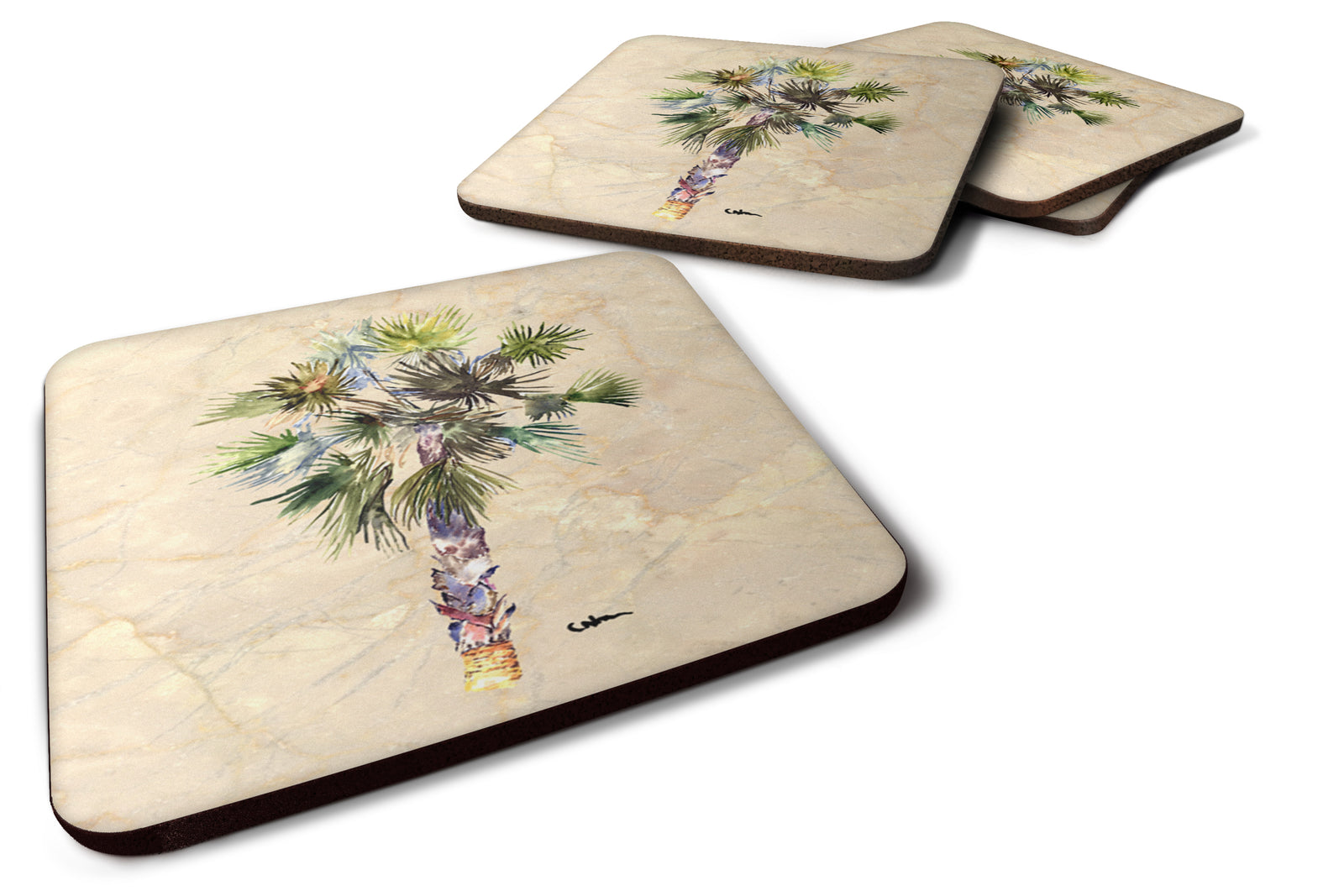 Set of 4 Tree - Palm Tree Foam Coasters - the-store.com