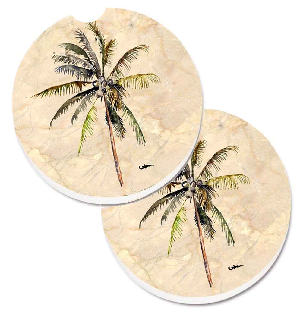 Palm Tree Set of 2 Cup Holder Car Coasters 8482CARC by Caroline&#39;s Treasures