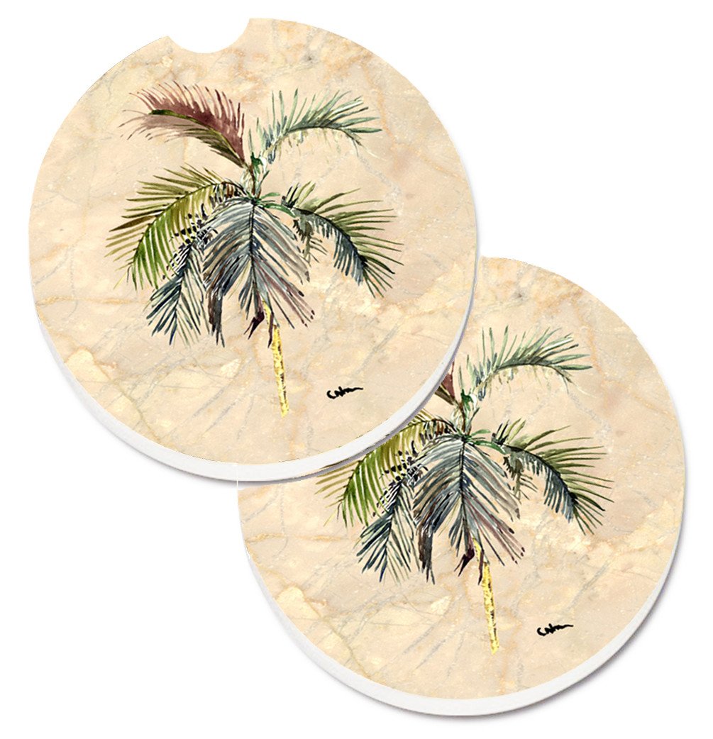 Palm Tree Set of 2 Cup Holder Car Coasters 8483CARC by Caroline&#39;s Treasures