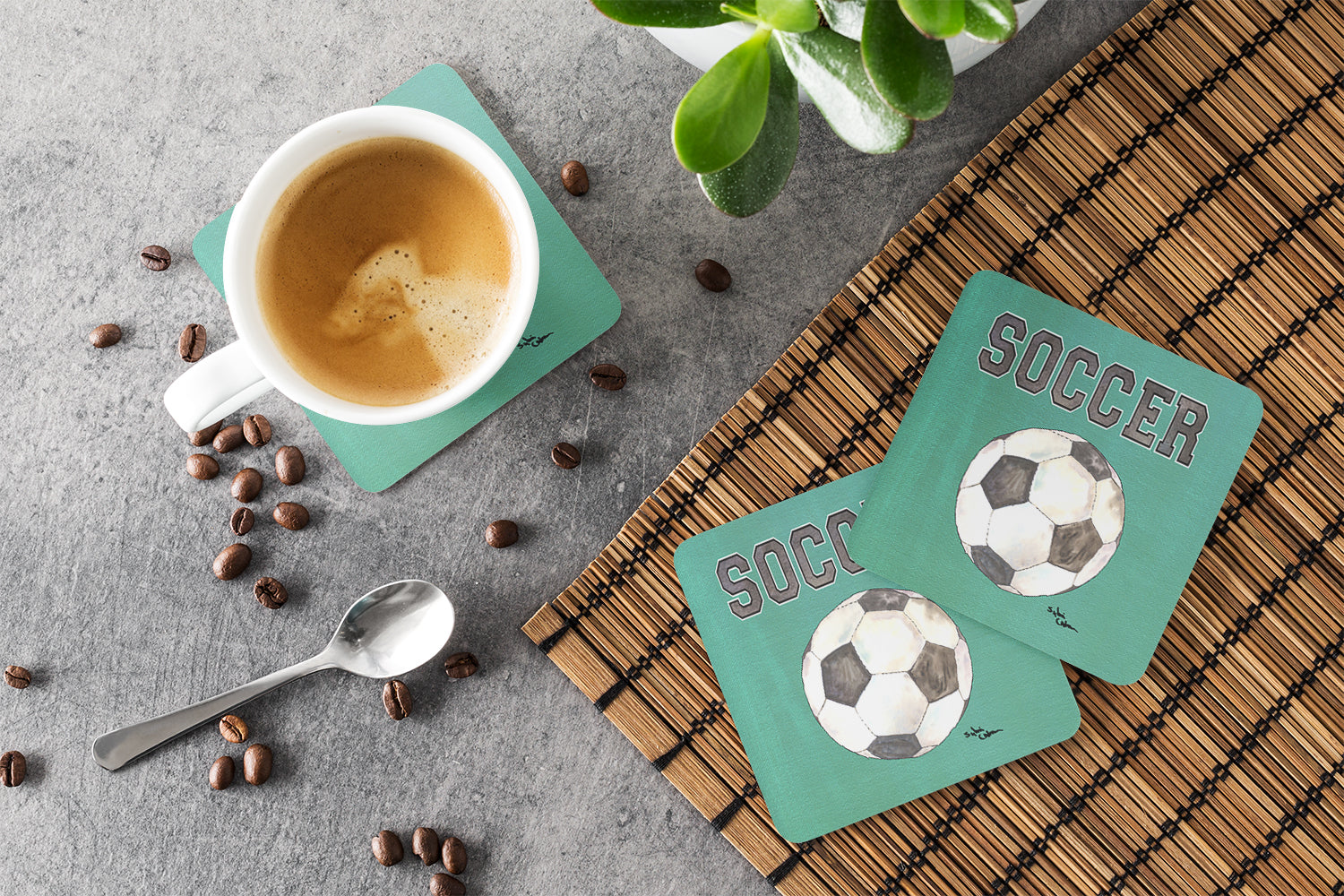 Set of 4 Soccer Foam Coasters - the-store.com