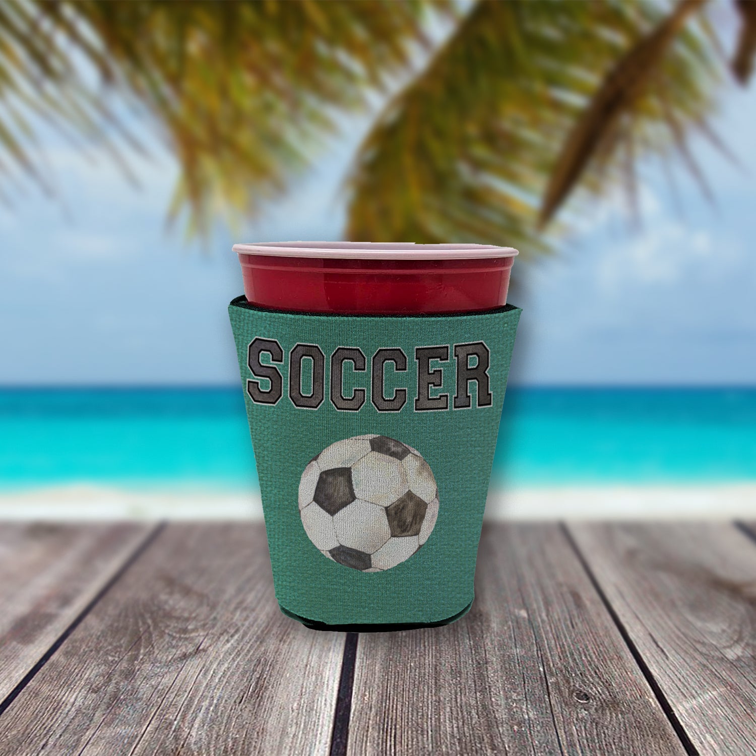 Soccer Red Cup Beverage Insulator Hugger  the-store.com.