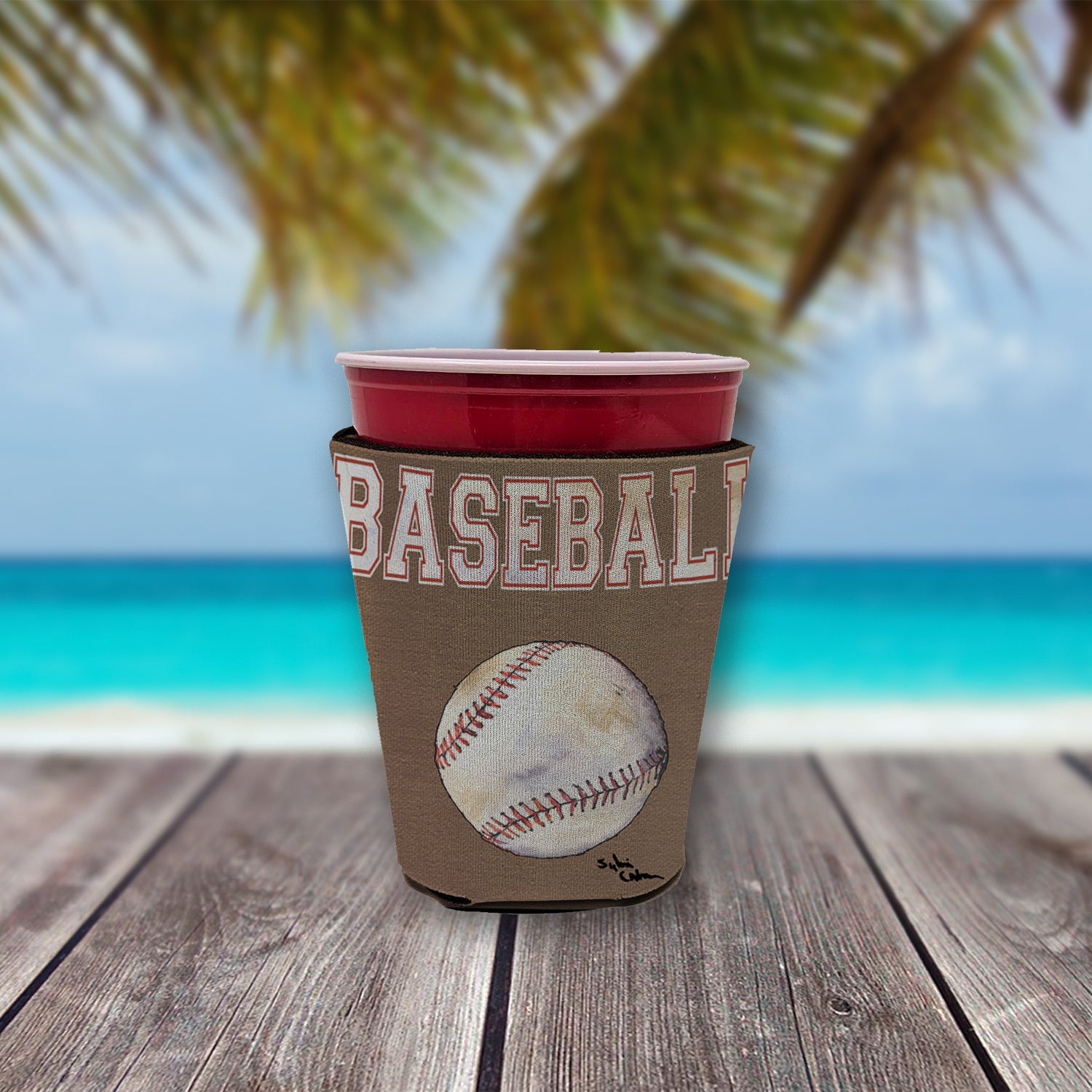Baseball Red Cup Beverage Insulator Hugger  the-store.com.
