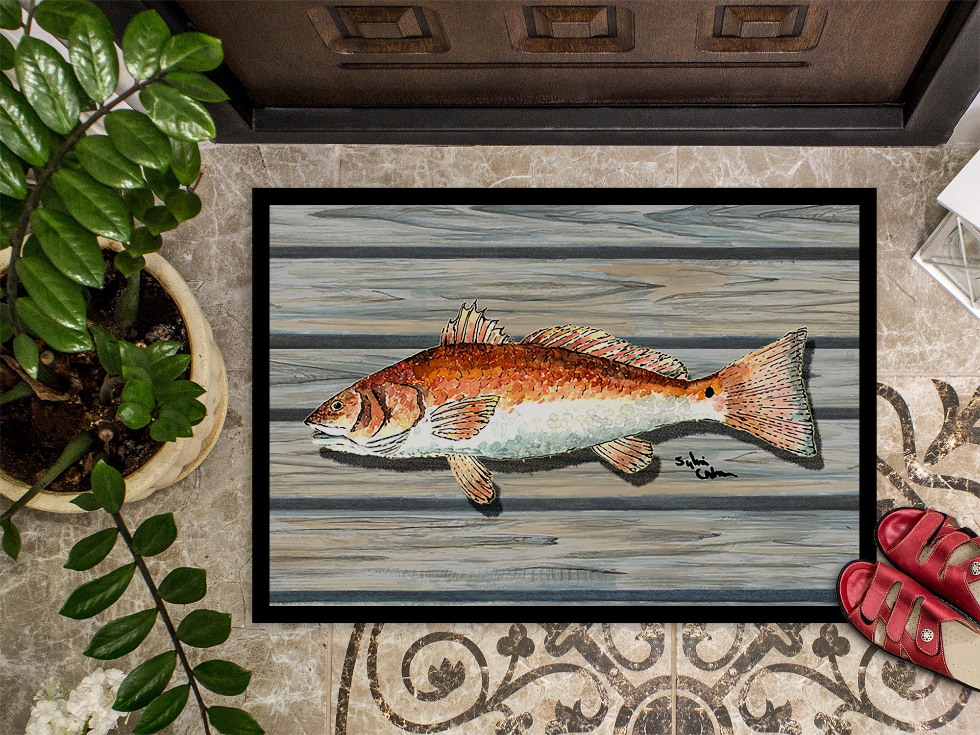 Fish Red Fish Indoor or Outdoor Mat 18x27 8489 Doormat - the-store.com
