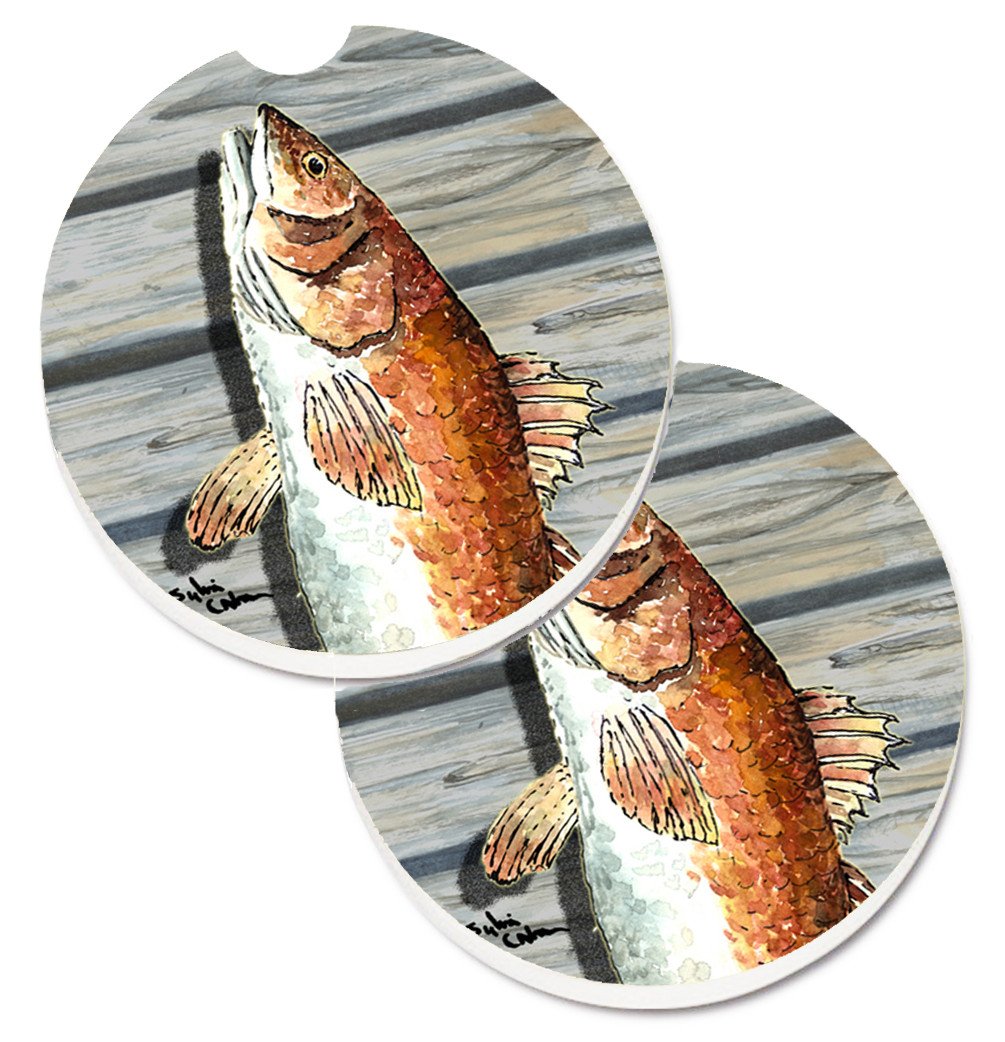 Red Fish Set of 2 Cup Holder Car Coasters 8489CARC by Caroline's Treasures