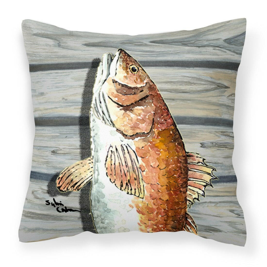 Red Fish Fabric Decorative Pillow 8489PW1414 - the-store.com