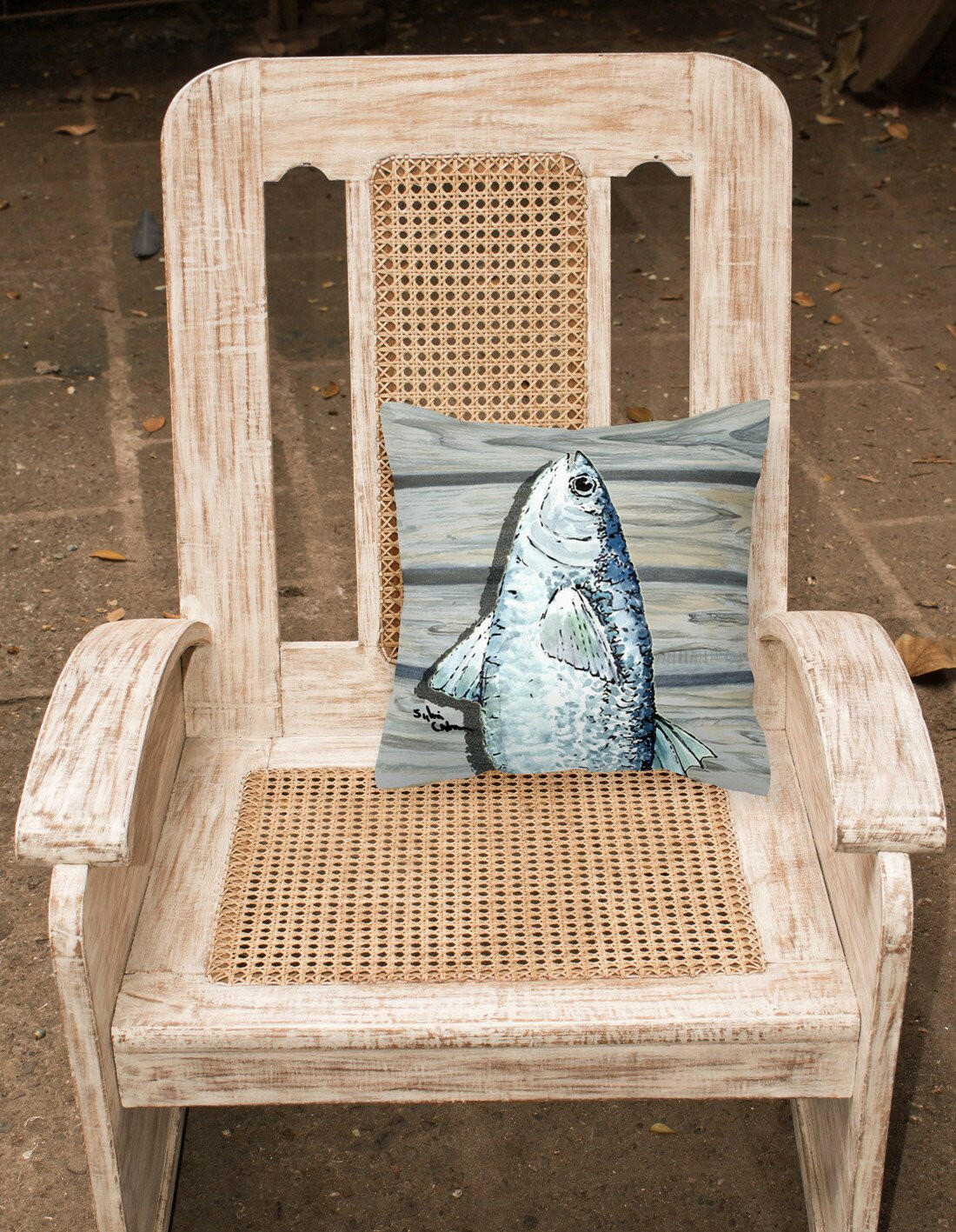 Caroline's Treasures Fish Mullet Throw Pillow - 14x14 Decorative Pillow – Art for Your Home & Patio 8490PW1414