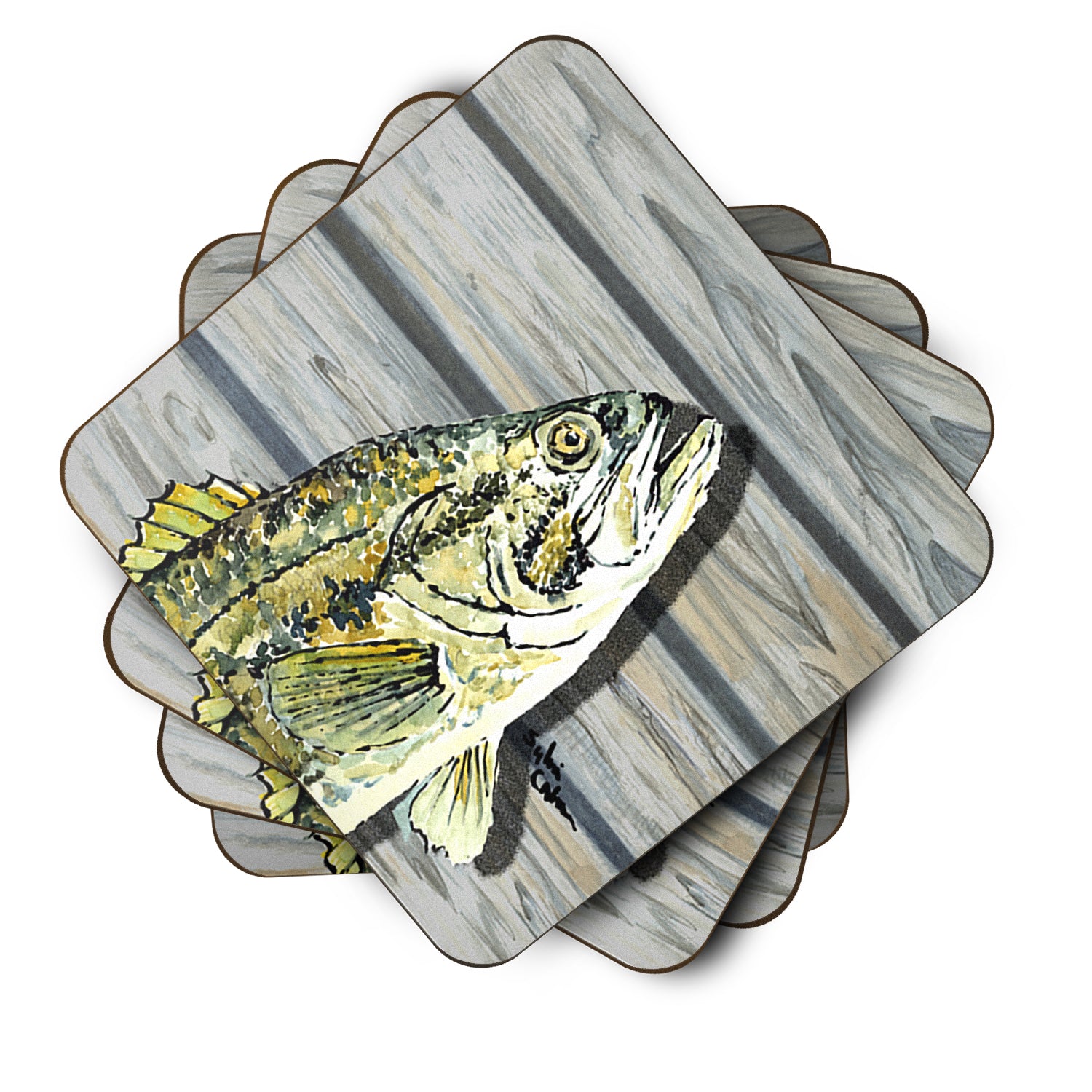 Set of 4 Small Mouth Bass Foam Coasters - the-store.com