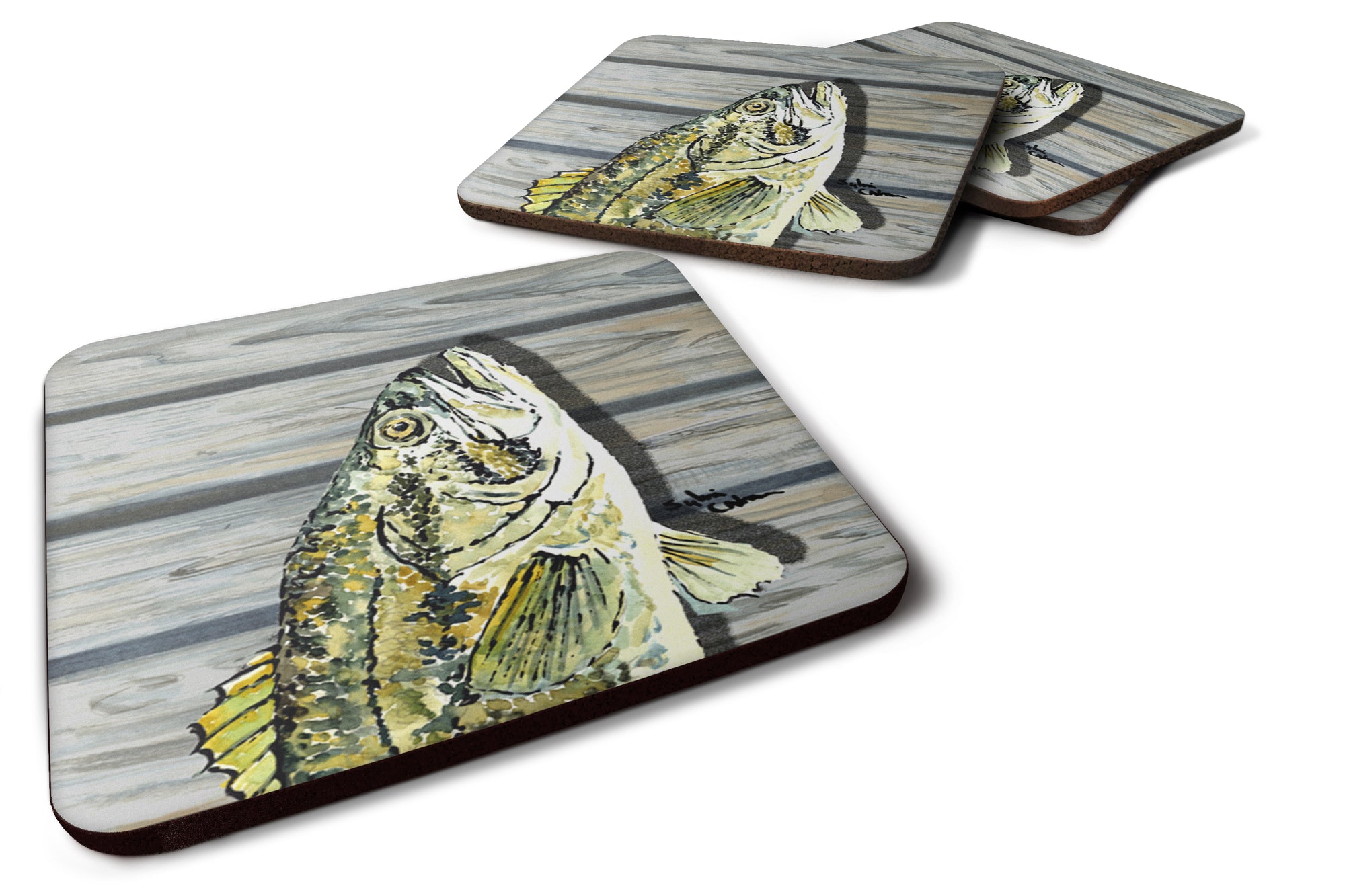 Set of 4 Small Mouth Bass Foam Coasters - the-store.com