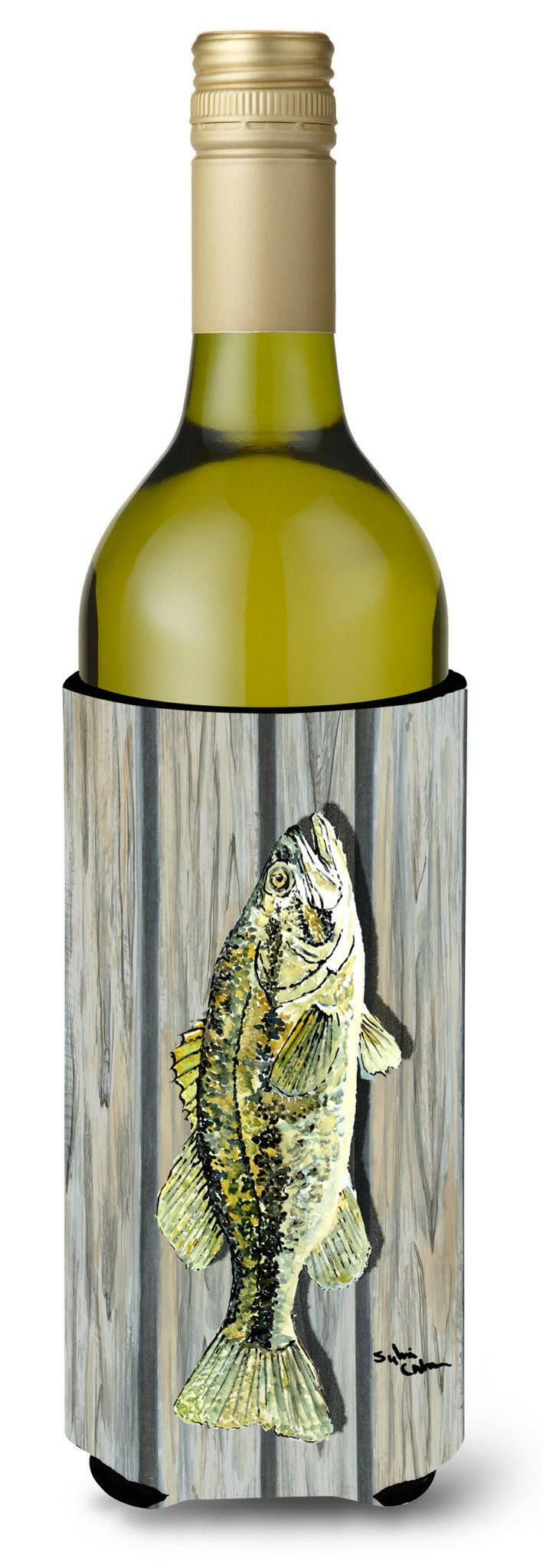 Fish Bass Wine Bottle Beverage Insulator Beverage Insulator Hugger by Caroline&#39;s Treasures