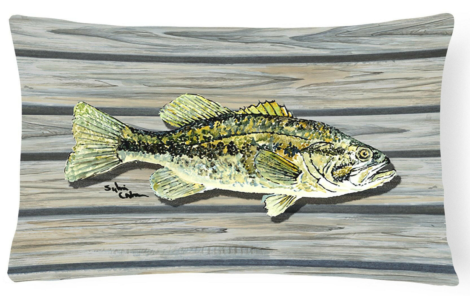 Fish Bass Small Mouth   Canvas Fabric Decorative Pillow by Caroline's Treasures