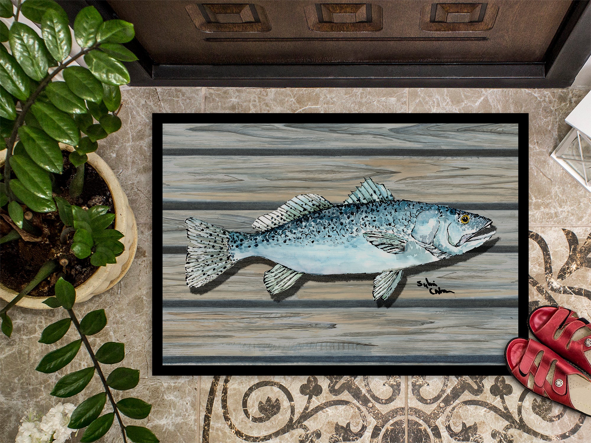 Fish Speckled Trout Indoor or Outdoor Mat 18x27 8494 Doormat - the-store.com