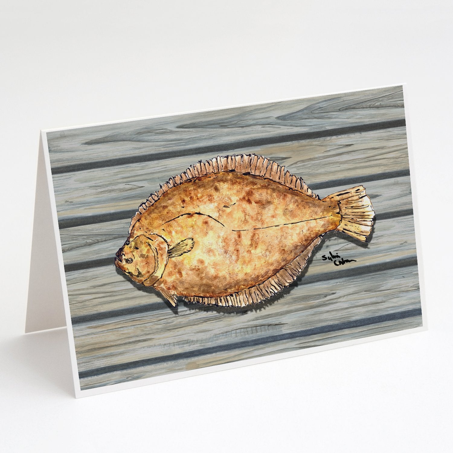Buy this Fish Flounder on Pier Greeting Cards and Envelopes Pack of 8