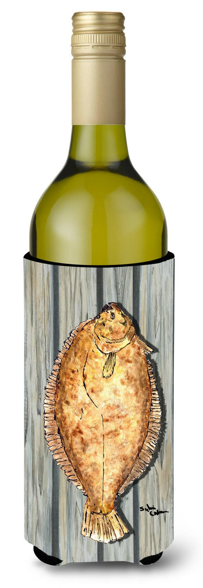 Fish Flounder Wine Bottle Beverage Insulator Beverage Insulator Hugger by Caroline&#39;s Treasures