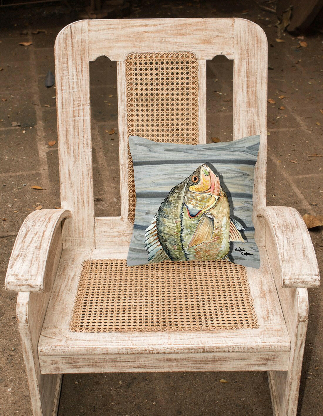 Caroline's Treasures Croppie Fish on Pier Throw Pillow - 14x14 Decorative Pillow – Art for Your Home & Patio 8498PW1414