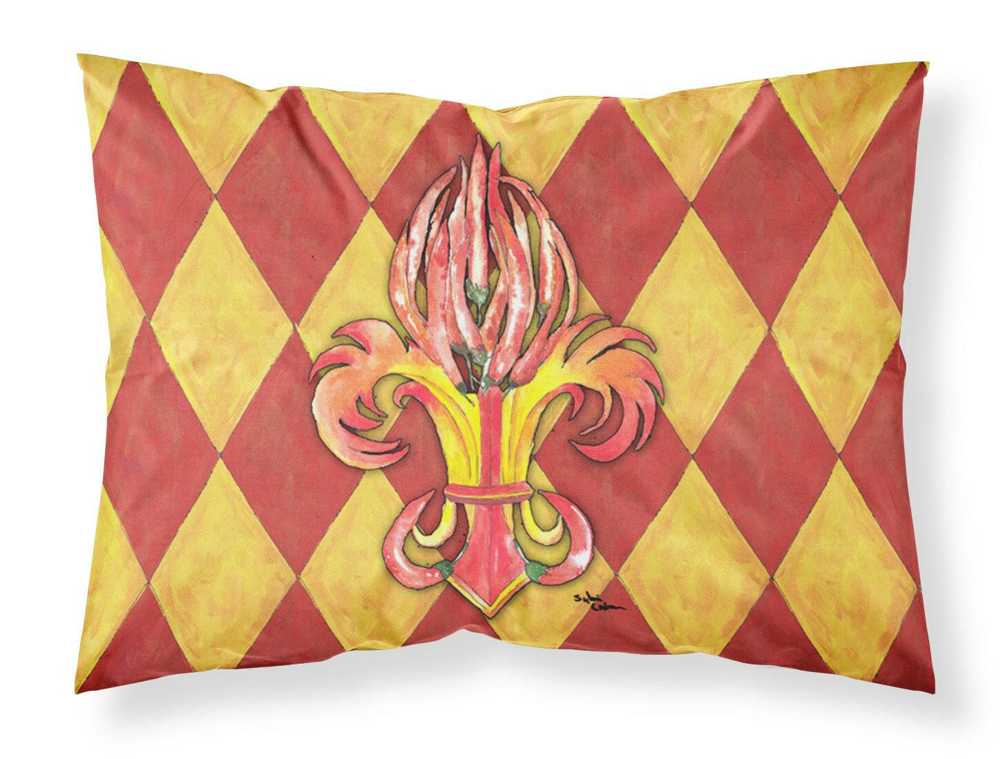 Peppers Fleur de lis Moisture wicking Fabric standard pillowcase by Caroline's Treasures
