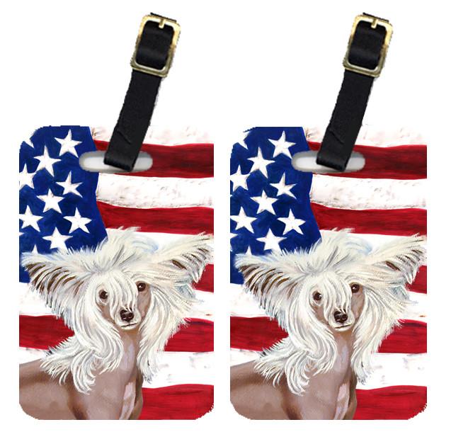 Pair of USA American Flag with Chinese Crested Luggage Tags LH9031BT by Caroline&#39;s Treasures