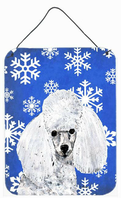 White Toy Poodle Winter Snowflakes Wall or Door Hanging Prints SC9773DS1216 by Caroline&#39;s Treasures
