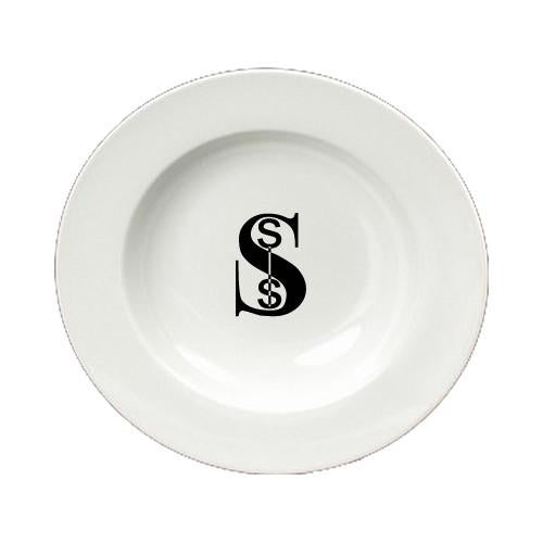 Letter S Initial Monogram Modern Round Ceramic White Soup Bowl CJ1056-S-SBW-825 by Caroline&#39;s Treasures