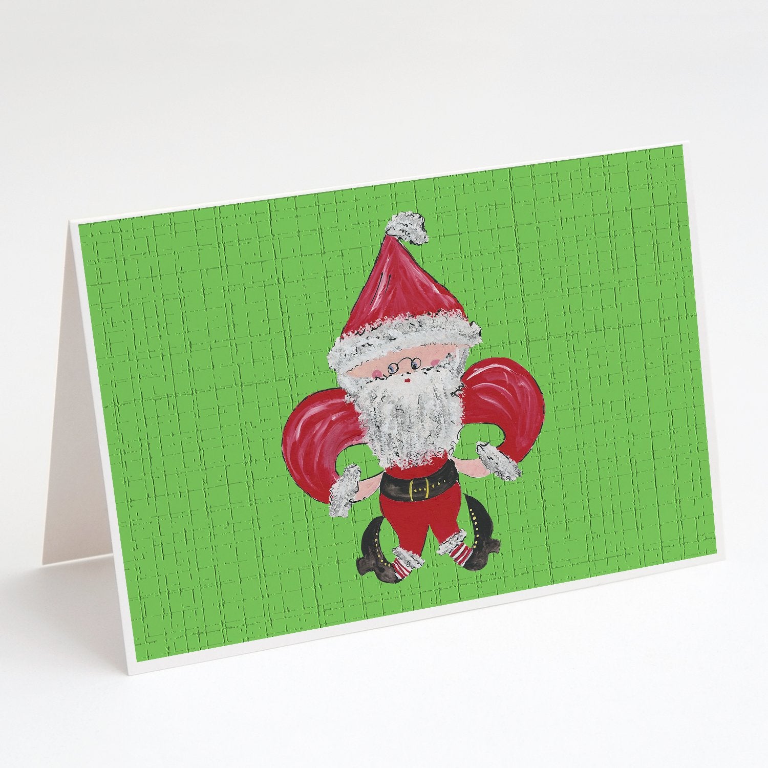 Buy this Christmas Fleur de lis Santa Claus Greeting Cards and Envelopes Pack of 8