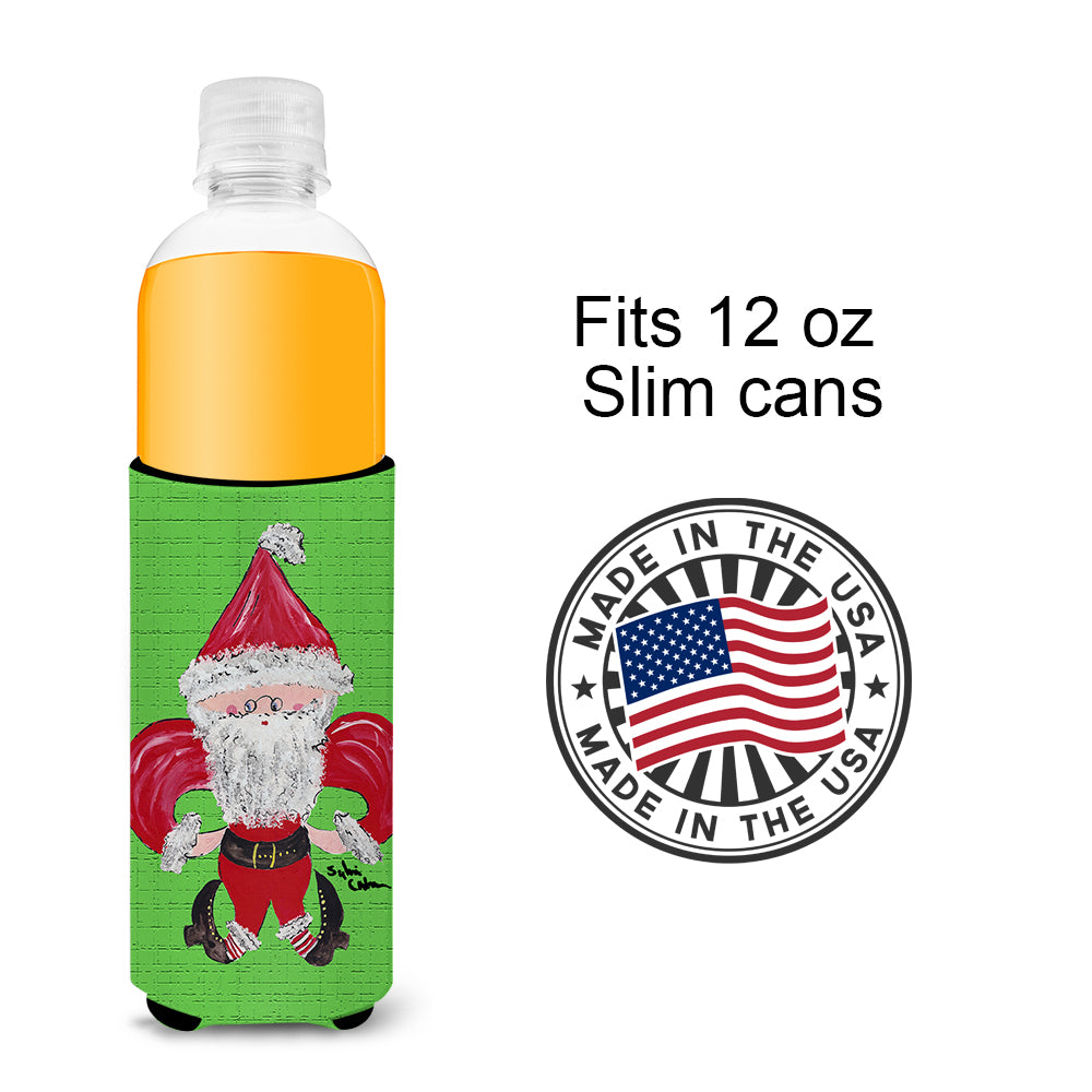 Christmas Santa Fleur de lis Ultra Beverage Insulators for slim cans 8500MUK.