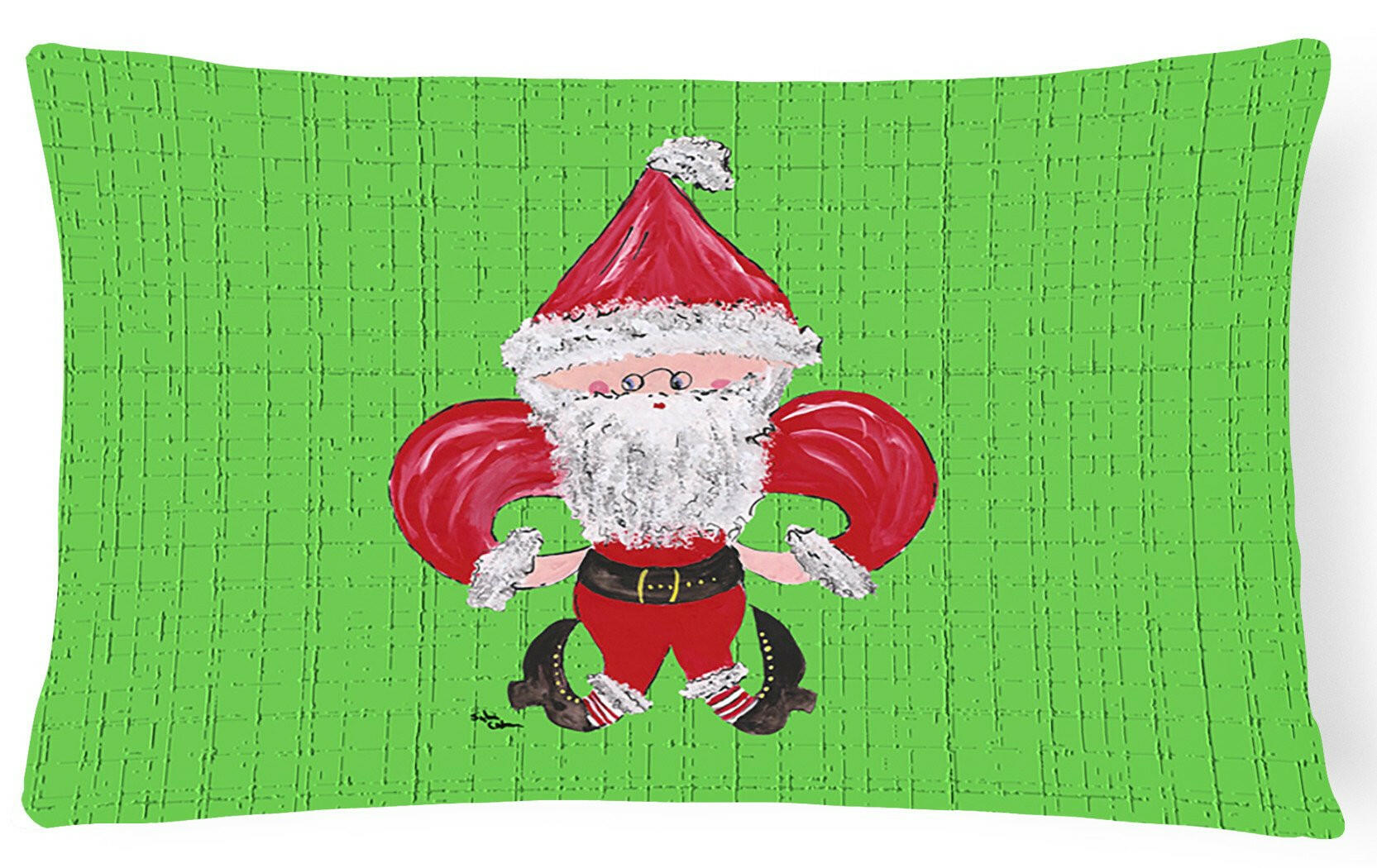 Christmas Fleur de lis Santa Claus   Canvas Fabric Decorative Pillow by Caroline's Treasures