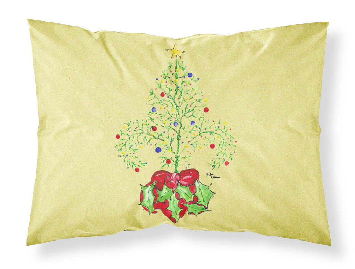 Christmas Tree Fleur de lis Moisture wicking Fabric standard pillowcase by Caroline&#39;s Treasures