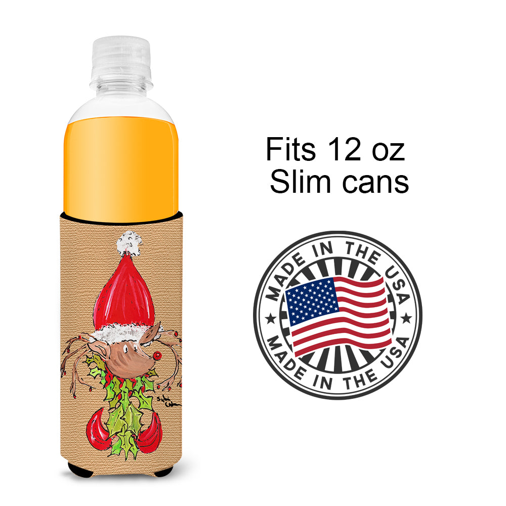 Christmas Reindeer Fleur de lis Ultra Beverage Insulators for slim cans 8502MUK