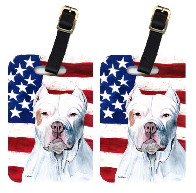 Pair of USA American Flag with Pit Bull Luggage Tags SC9026BT by Caroline&#39;s Treasures
