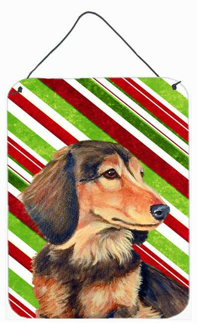 Dachshund Candy Cane Holiday Christmas Wall or Door Hanging Prints by Caroline's Treasures