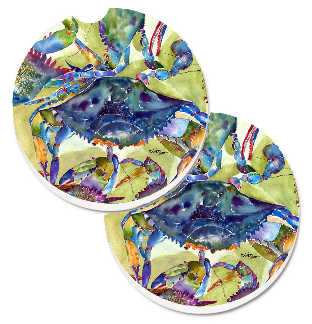 Crab All Over Set of 2 Cup Holder Car Coasters 8512CARC by Caroline&#39;s Treasures