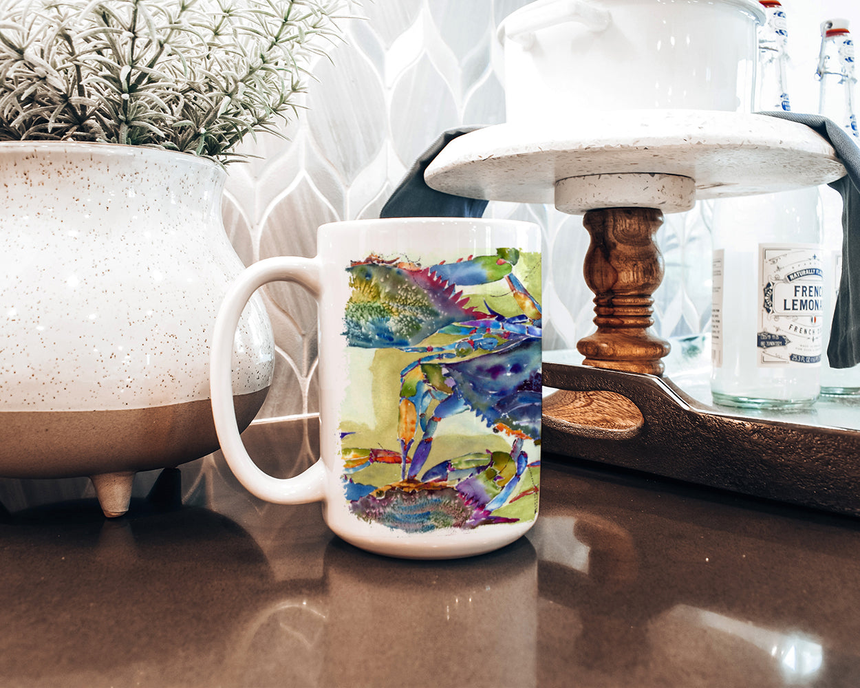 Crab All Over Dishwasher Safe Microwavable Ceramic Coffee Mug 15 ounce 8512CM15  the-store.com.