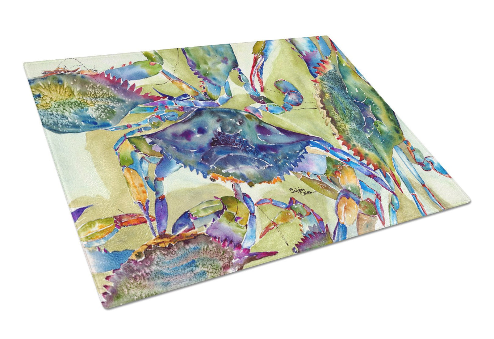 Crab All Over Glass Cutting Board Large by Caroline's Treasures