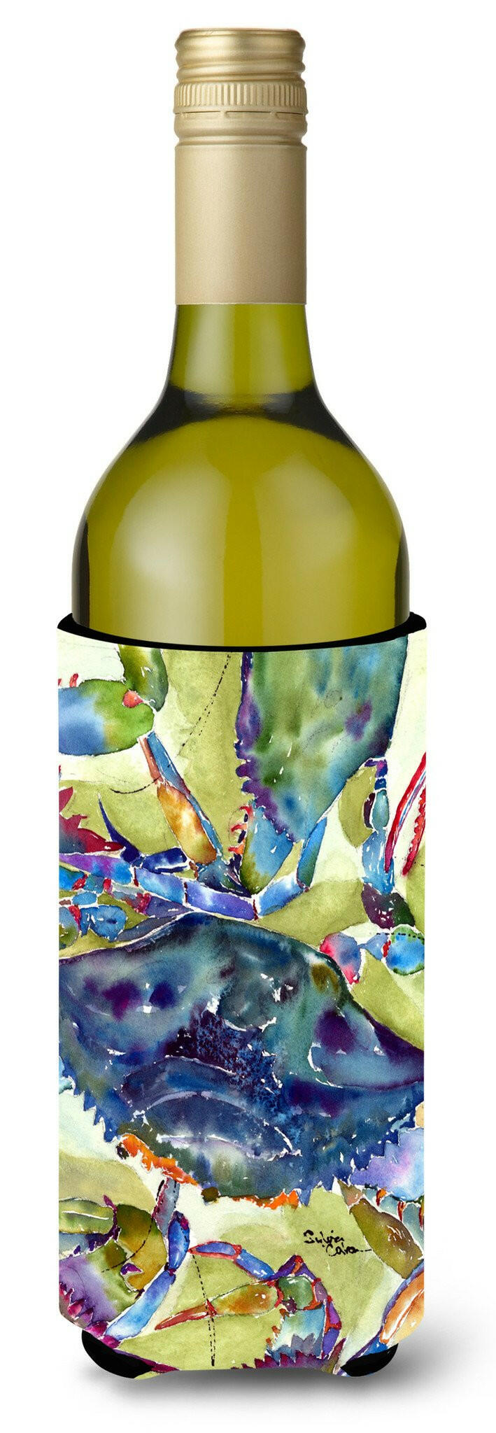 Blue Crab All Over Wine Bottle Beverage Insulator Beverage Insulator Hugger by Caroline&#39;s Treasures