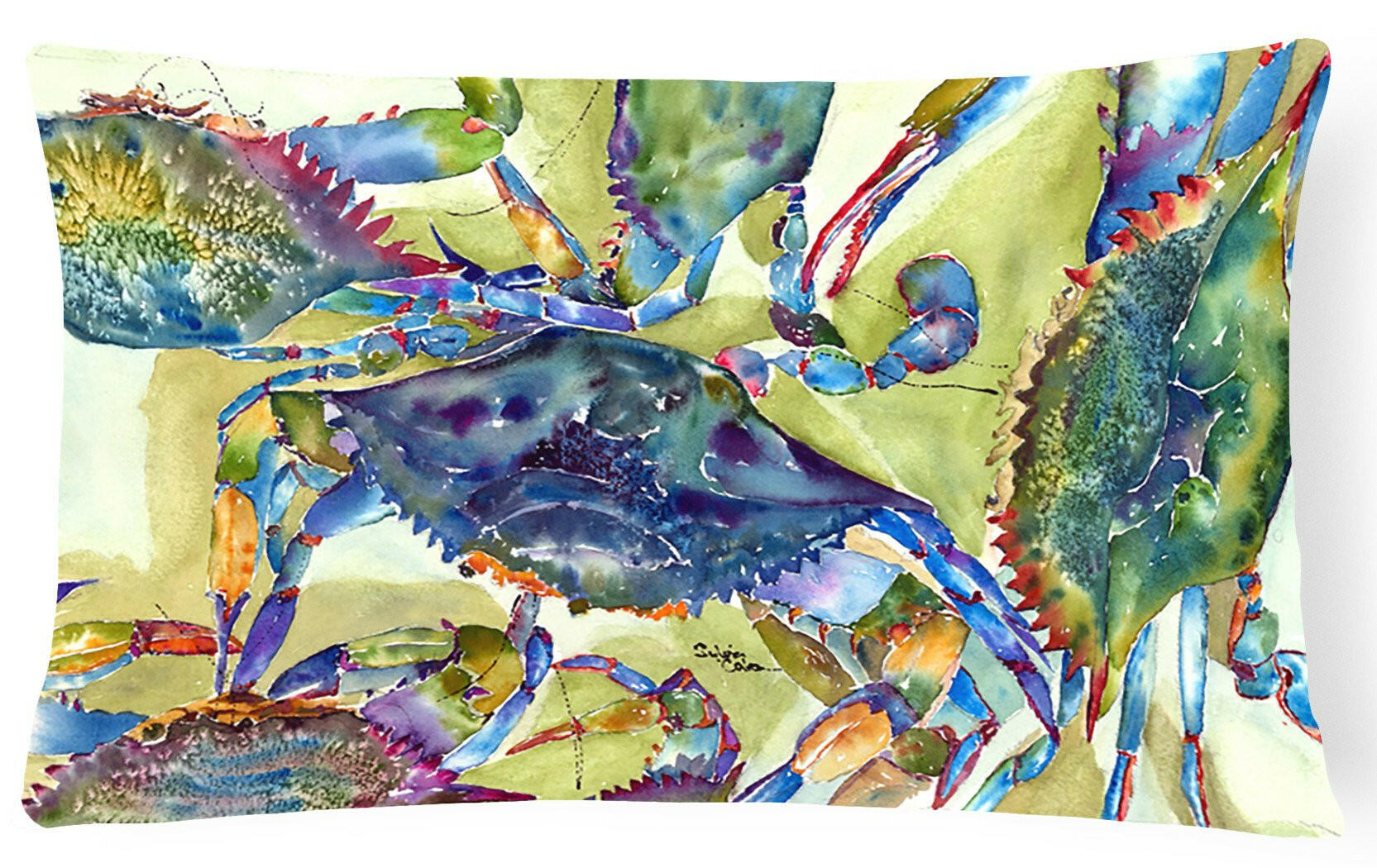 Crab All Over   Canvas Fabric Decorative Pillow by Caroline's Treasures