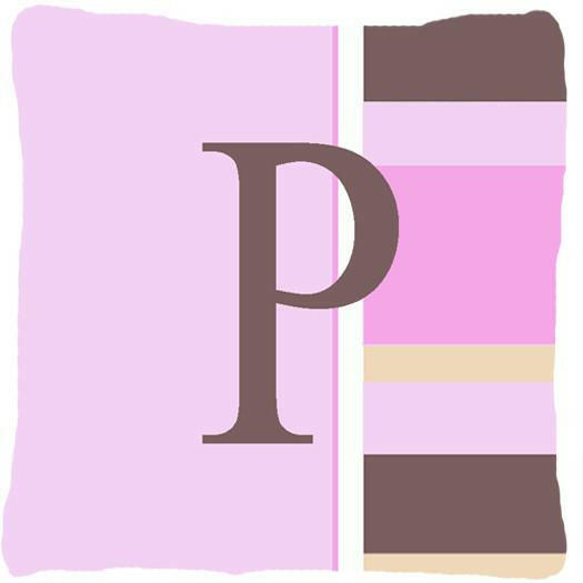 Letter P Initial Monogram - Pink Stripes Decorative   Canvas Fabric Pillow - the-store.com