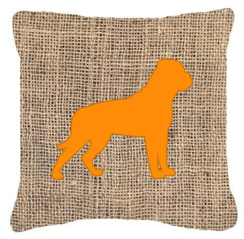 Rottweiler Burlap and Orange   Canvas Fabric Decorative Pillow BB1083 - the-store.com