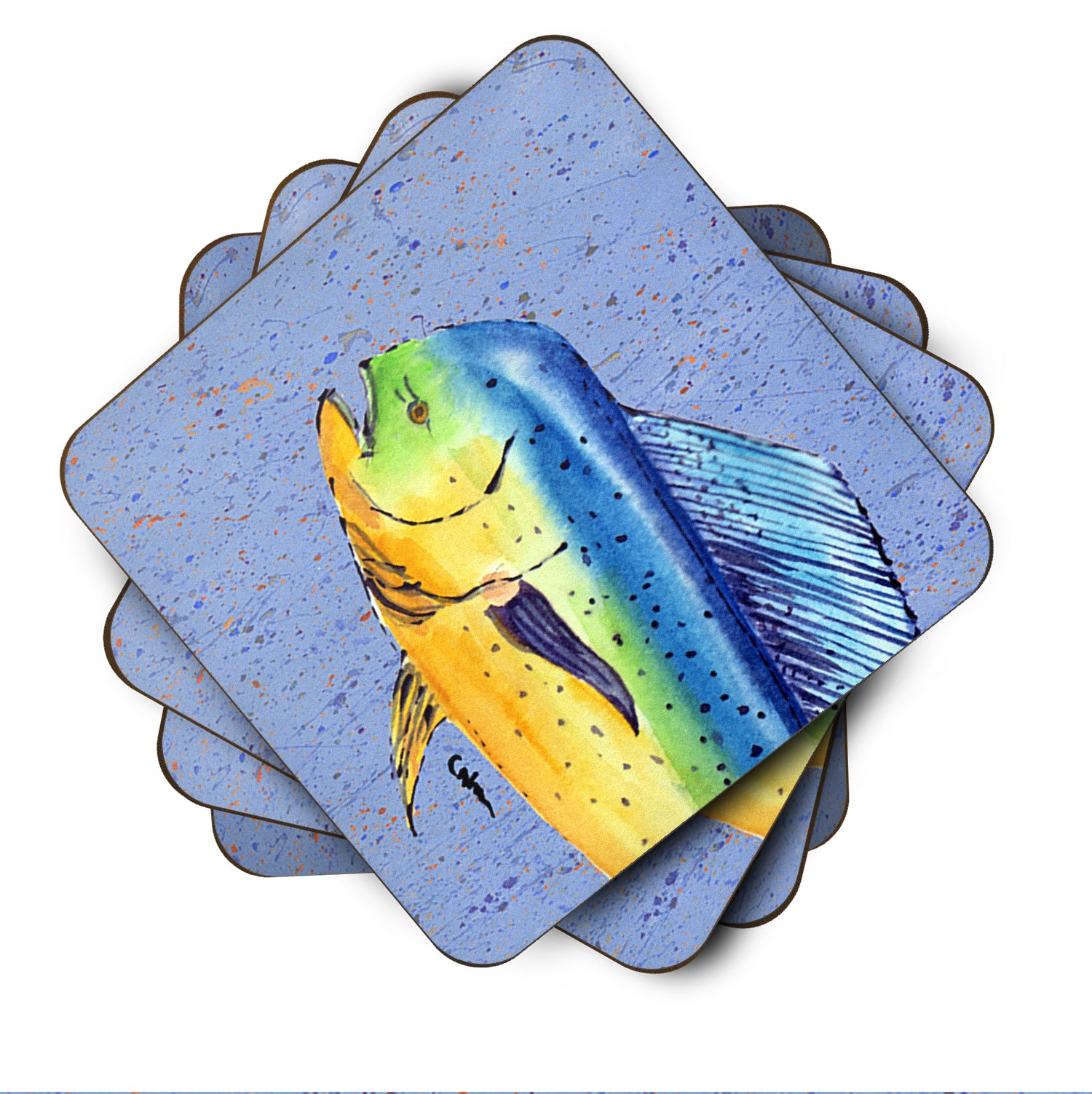 Caroline's Treasures Dolphin Mahi Mahi Coasters - Set of 4 Lightweight Foam, Absorbent Drink Coasters