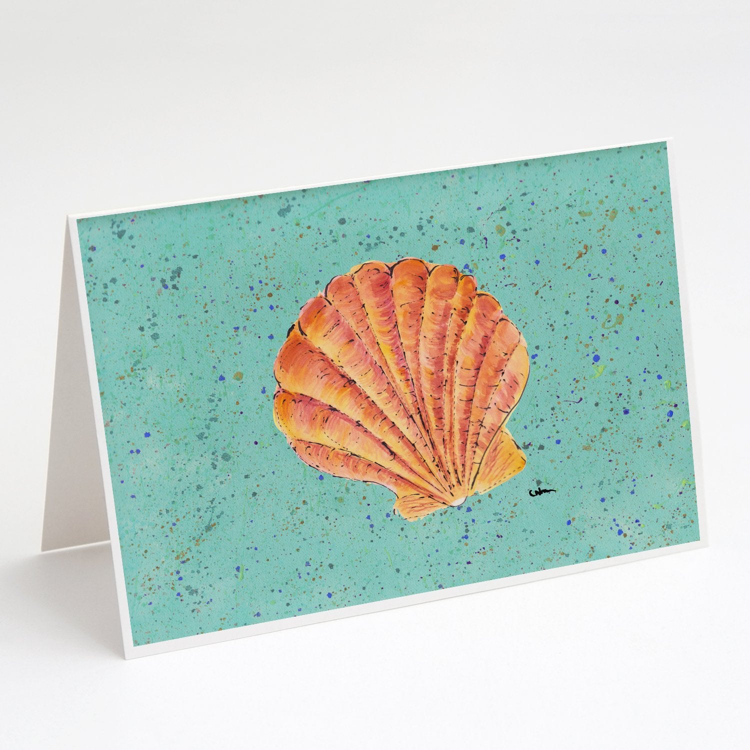 Buy this Shell on Teal Greeting Cards and Envelopes Pack of 8