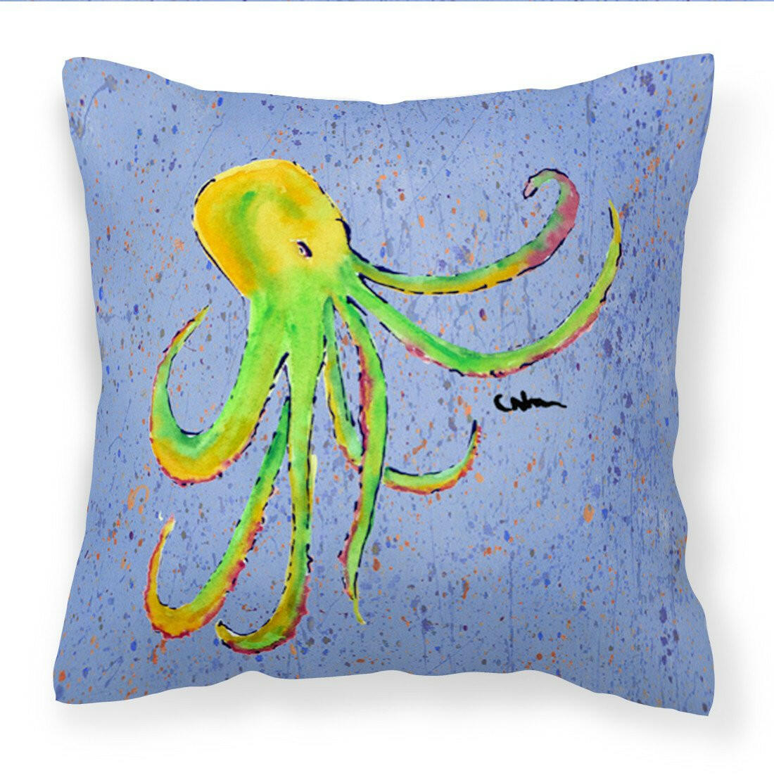 Octopus on Blue Fabric Decorative Pillow 8524PW1414 - the-store.com