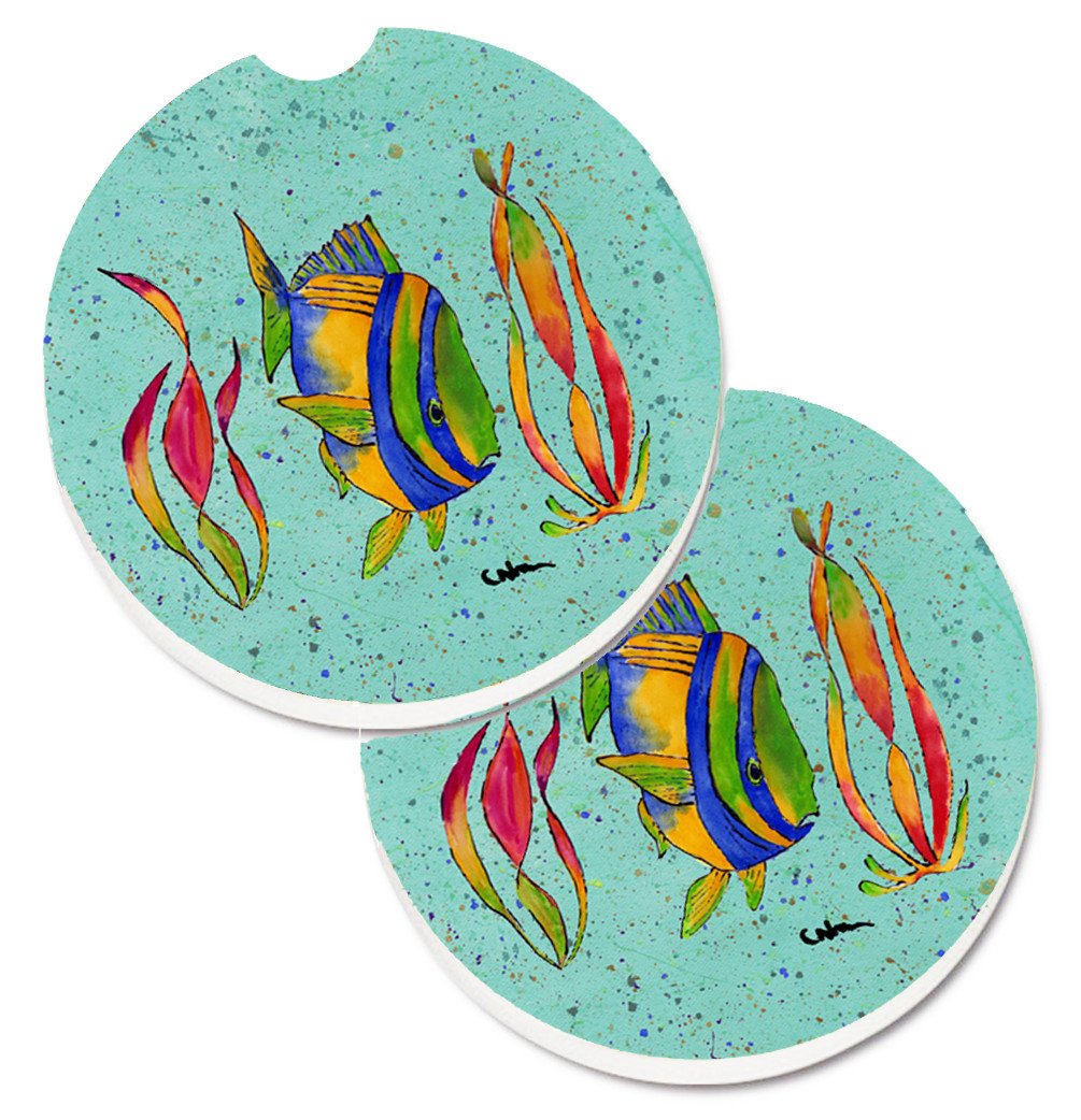 Tropical Fish Set of 2 Cup Holder Car Coasters 8530CARC by Caroline&#39;s Treasures