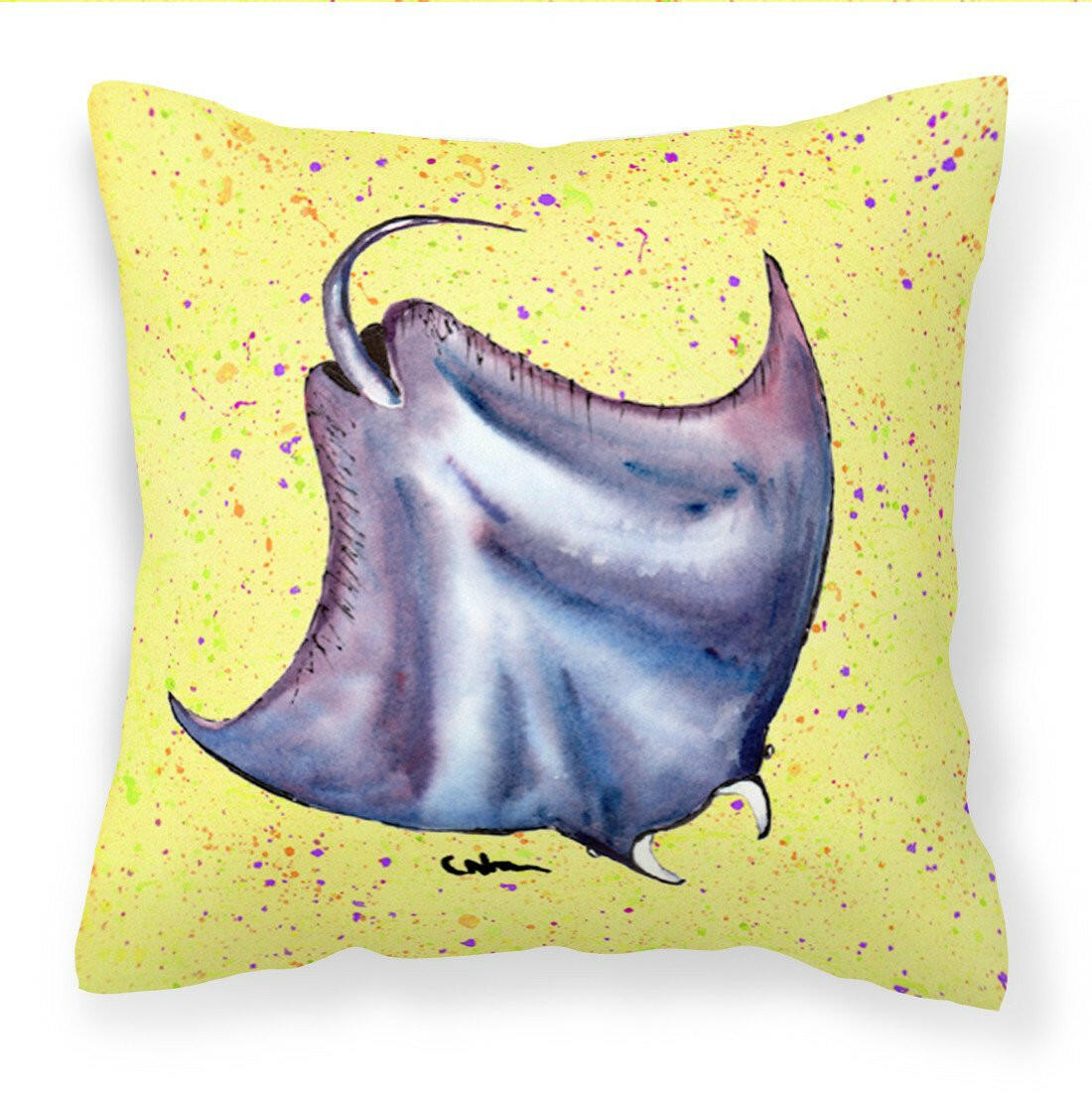 Stingray on Yellow Fabric Decorative Pillow 8531PW1414 - the-store.com