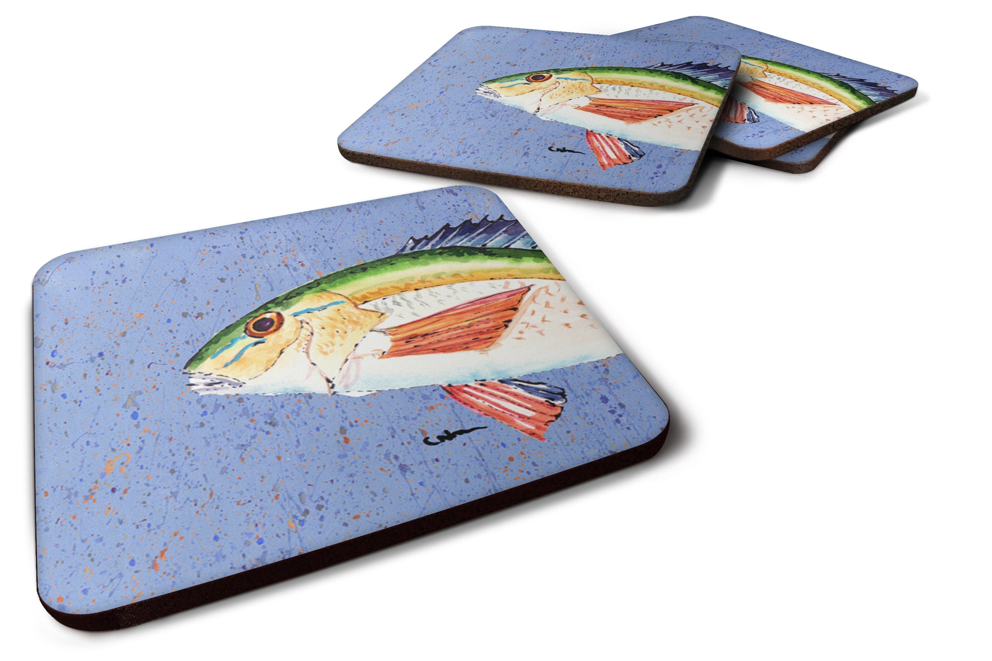 Set of 4 Fish Rainbow Trout Foam Coasters - the-store.com