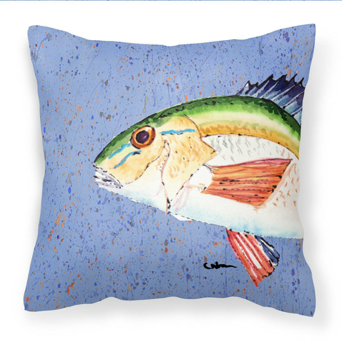 Rainbow Trout on Blue Fabric Decorative Pillow 8534PW1414 - the-store.com