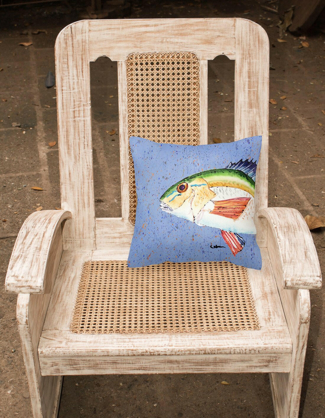 Rainbow Trout on Blue Fabric Decorative Pillow 8534PW1414 - the-store.com