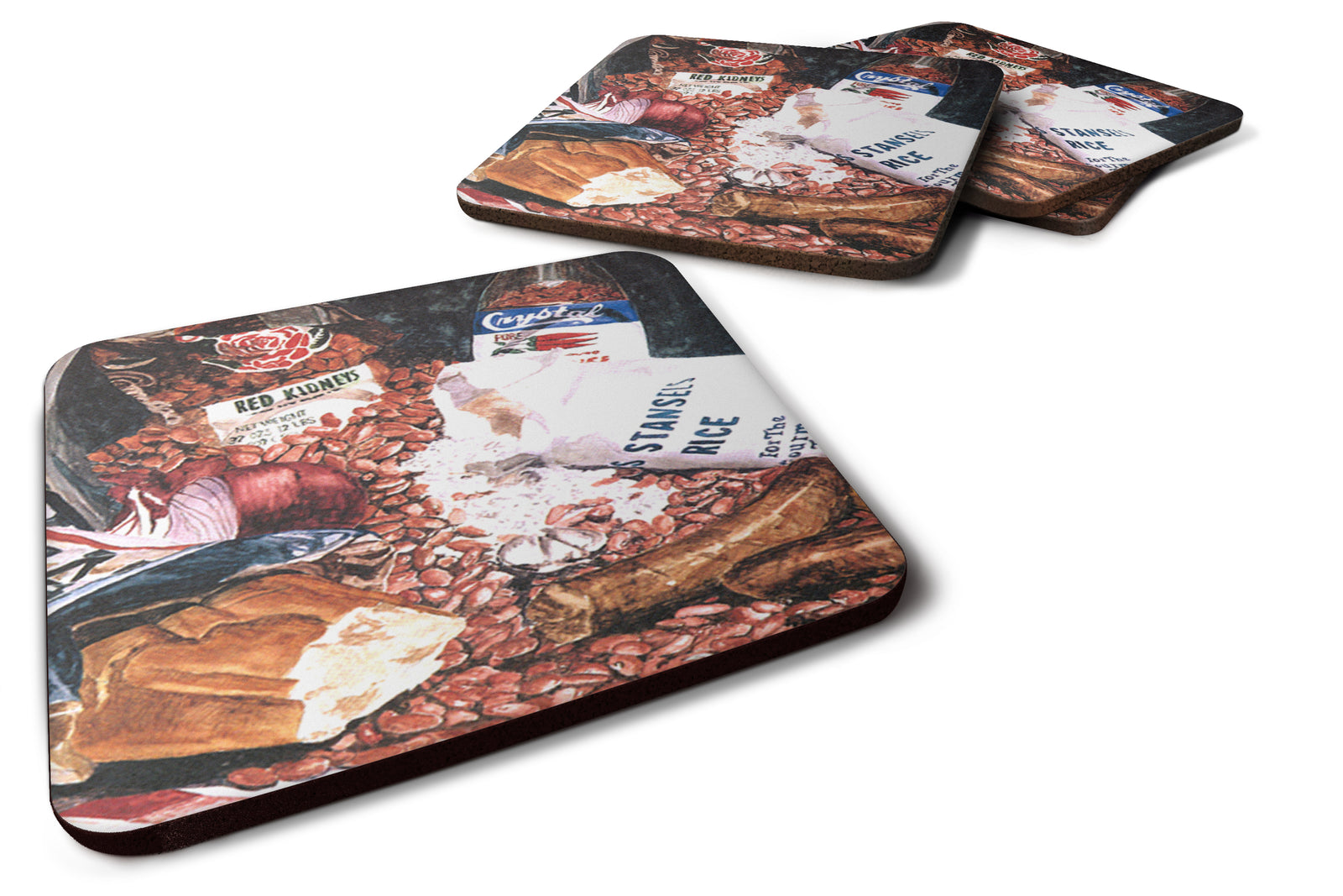 Set of 4 Red Beans and Rice Foam Coasters - the-store.com