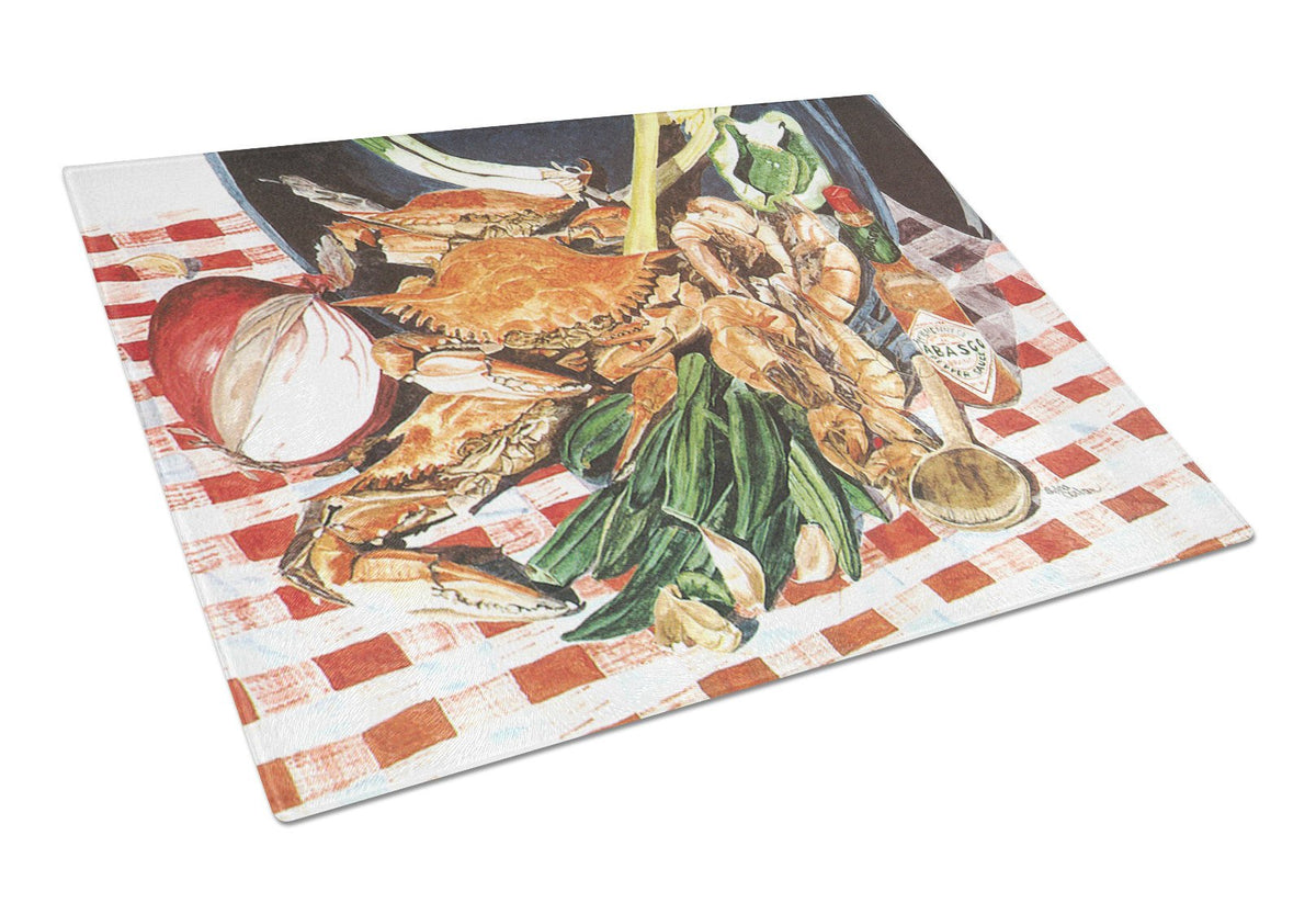 Crab Boil Glass Cutting Board Large by Caroline&#39;s Treasures