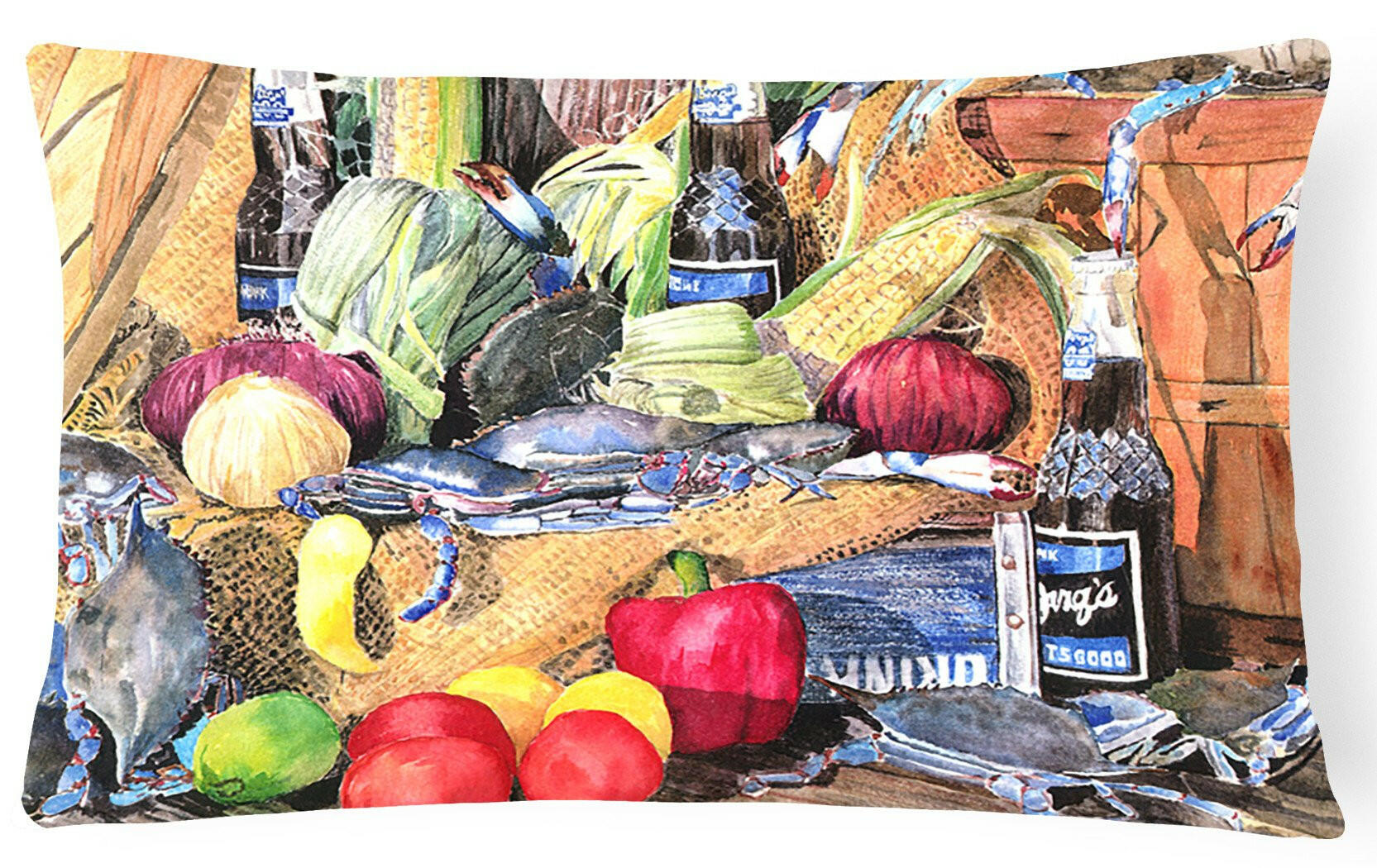 Barq's and Crabs Decorative   Canvas Fabric Pillow by Caroline's Treasures