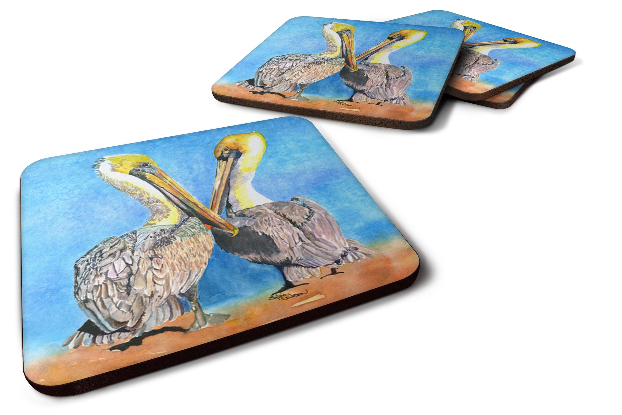 Set of 4 Bird - Pelican Foam Coasters - the-store.com